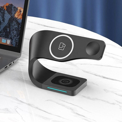Base Inalámbrica Compatible Magsafe LFX128 Qi 15w P/iPhone Iwatch AirPods 4en1 - TecnojuegosBahia
