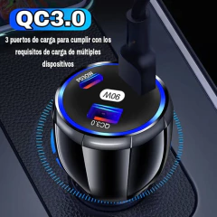 Cargador Celular Auto 3 En 1 Led Isanfit 90w - tienda online