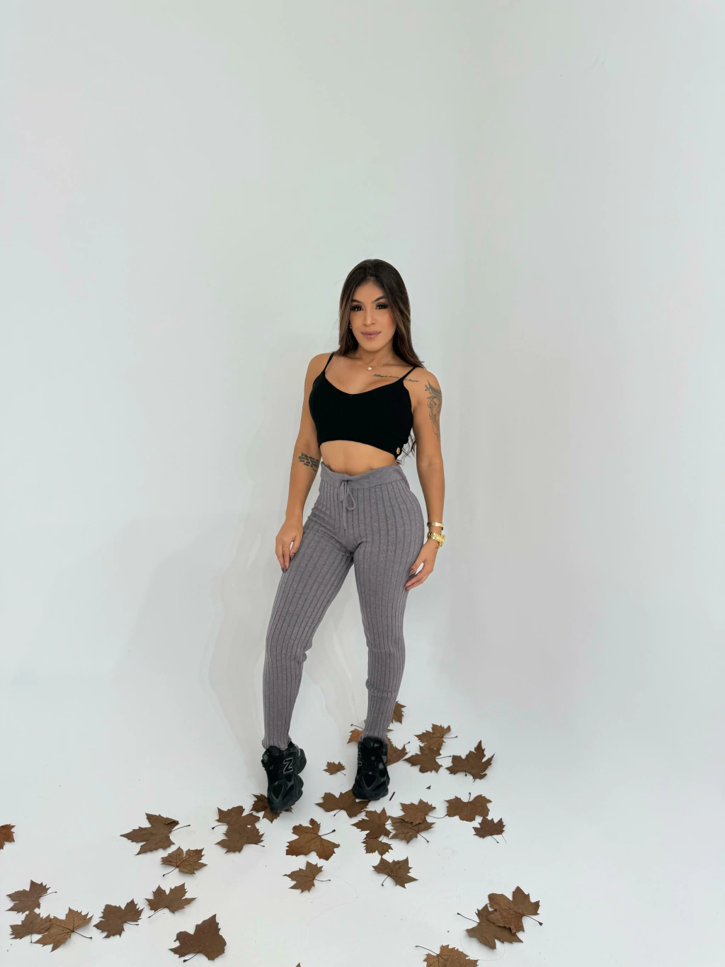 Calça tricot Nati cinza