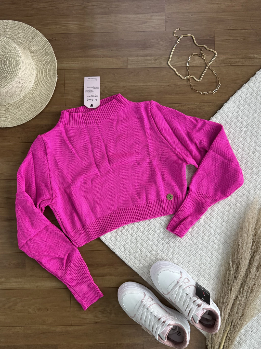 Blusa tricot pink sal e pimenta