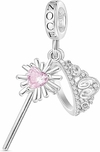 PRÉ ENCOMENDA - Pingente de coroa e varinha de Glinda Wicked prata esterlina S925 - GNOCE