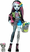 PRÉ ENCOMENDA - Boneca Frankie Stein da Monster High com jaqueta jeans e shorts - ORIGINAL