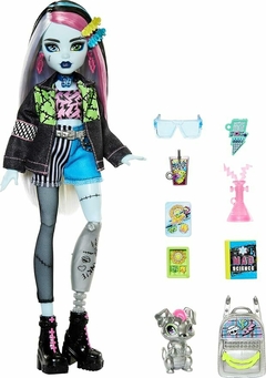 PRÉ ENCOMENDA - Boneca Frankie Stein da Monster High com jaqueta jeans e shorts - ORIGINAL na internet