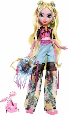 PRÉ ENCOMENDA - Boneca Monster High Lagoona Azul com camiseta de malha e calça cargo - ORIGINAL