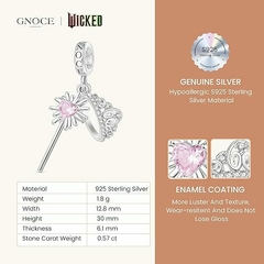 PRÉ ENCOMENDA - Pingente de coroa e varinha de Glinda Wicked prata esterlina S925 - GNOCE na internet