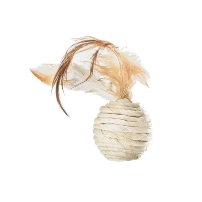 Brinquedo de Fibra Natural para Gatos - Bolinha com Peninhas - Mimo