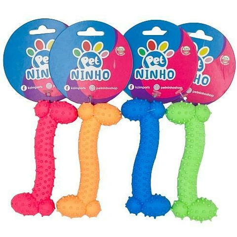 Brinquedo Mordedor Maciço TPR - Ossinho Cravo - Pet Ninho