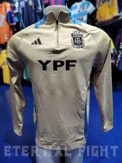 BUZO FUTBOL MEDIO CIERRE AFA BEIGE 2024
