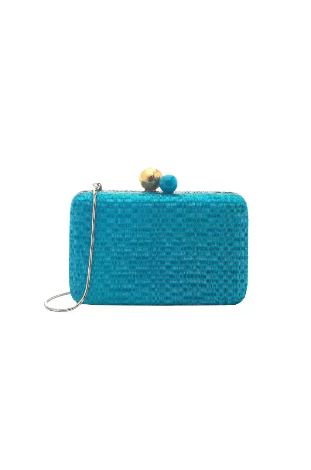 BOLSA CLUTCH DE PALHA TURQUESA ISLA