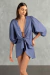 CAMISA DE AMARRAR LINHO AZUL GALÁXIA ADRIANA DEGREAS - loja online