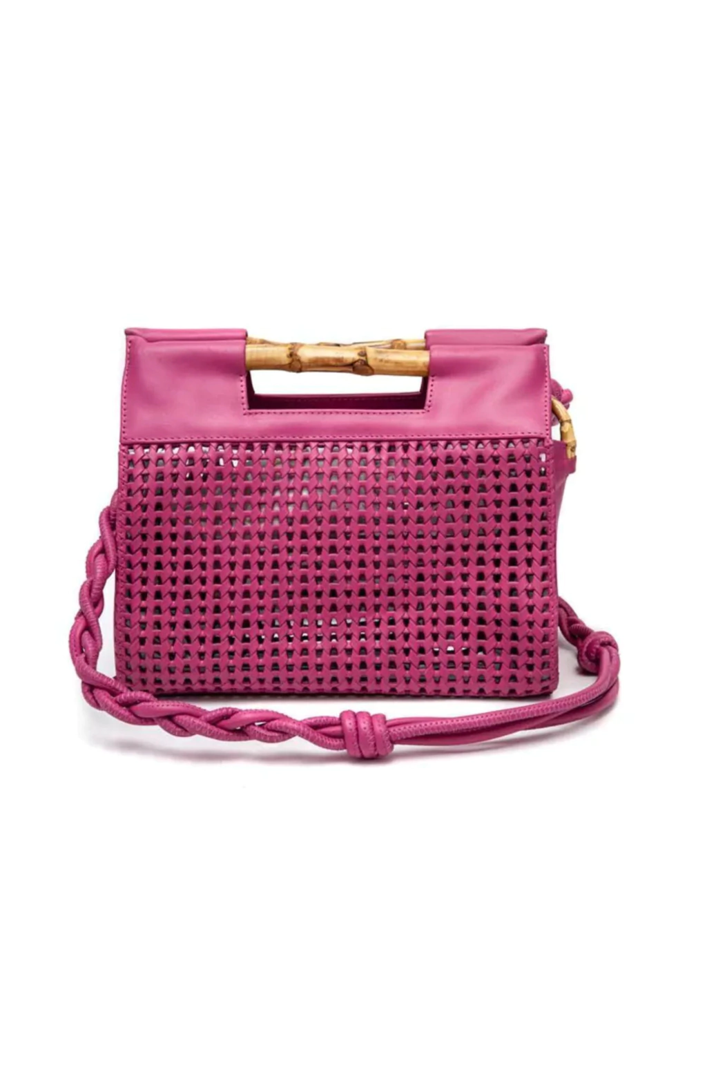 BOLSA TOTE EM TRESSÊ DE COURO NATURAL MAGENTA ISLA