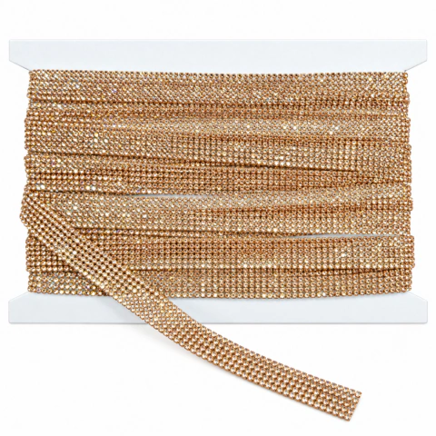 Strass Termoadhesivo 6 Líneas Cobre x 5 Yardas – Modelo 3240