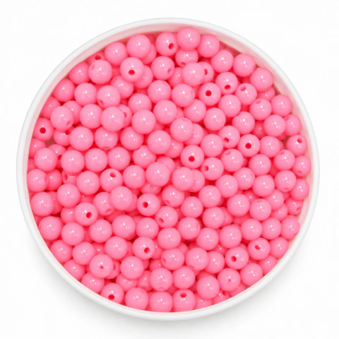 PERLA PLASTICA ROSA DIOR DE 8MM x100 grs.