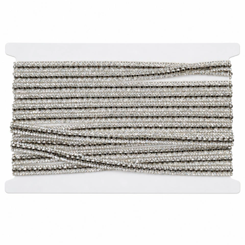 Galón Strass Termoadhesivo Plateado x 5 Yardas – Modelo 2645