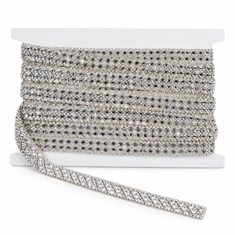 Galón Strass Termoadhesivo Plateado x 5 Yardas – Modelo 2058