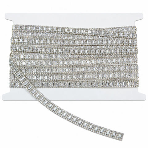 Galón Strass Termoadhesivo Plateado Modelo 2050