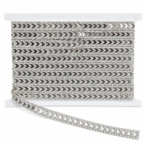 Galón Termoadhesivo Strass Plateado Modelo 2643