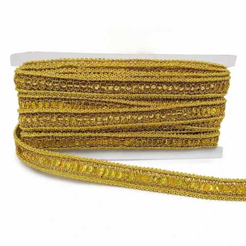 GALON DE LENTEJUELAS DORADO 1.8CM - x10Yds