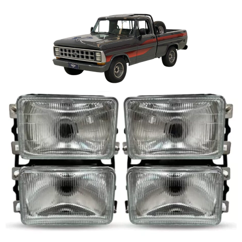 4 Faróis Duplo Dianteiro Caminhonete Ford F600 F1000 F4000 F11000 F22000 - Anos 1985 1986 1987 1988 1989 1990 1991 1992