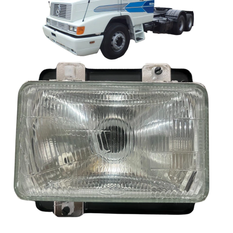 Farol Principal Alto/Baixo H4 Com Vigia Mercedes Mb 1214 1218 1418 1414 1618 1630 1935 Bicudos - Lente Vidro
