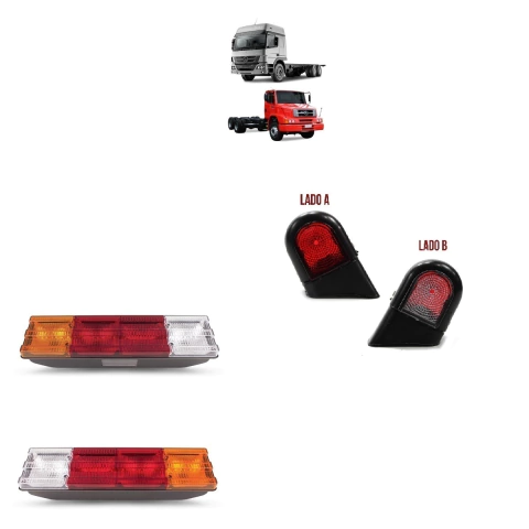 Conjunto de Lanterna Traseira + Delimitadora Teto Externa Cabine Mb 1718 1720 2423k 2428 1215c Cara Chata