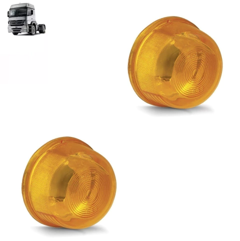 Par Lanternas Lateral Paralama Estribo Cabine Caminhão Mercedes Benz 1938s 1944s Axor 1933 2533 2831 Sem Soquete Âmbar
