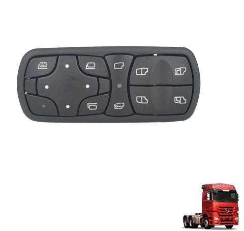 Botão Interruptor de Levantar Vidro Elétrico Mb Actros 2546 2646 4144 4844 2532 2548 2631 Lado Esquerdo - 9438200097
