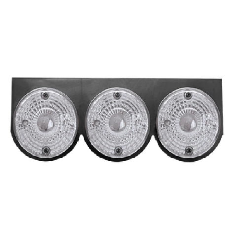 Conjunto kit Lanterna 3 Marias Foguinho Parachoque Báu Caminhão Carreta Cristal Lisa Suporte Plástico Preto Para-choque