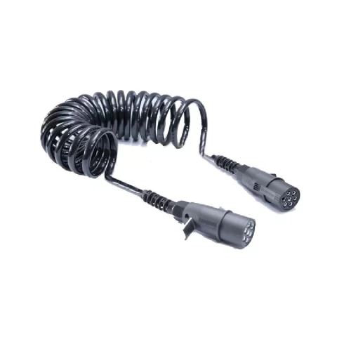 Chicote Espiral Elétrico Com Tomadas Cavalo Carreta 5,5 Metros 7 Fios - Caminhão Scania Volvo Mercedes