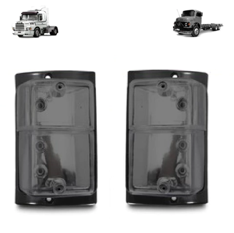 Par de Lanterna Seta Pisca Dianteira Scania Bicudo Frontal 112 113 142 143 R112 R113 12H Hs Hw Fume Sport Esportiva