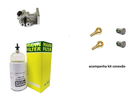 Kit Adaptação Cabeçote Filtro Racor Combustível Com Visor e com Conexão de 1/2