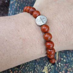 Pulseira - Jaspe - medalha de São Bento - comprar online