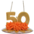 Vela Topo de Bolo 50 anos + - Dalara | Velas de Aniversário e Apliques | Artesanato em biscuit