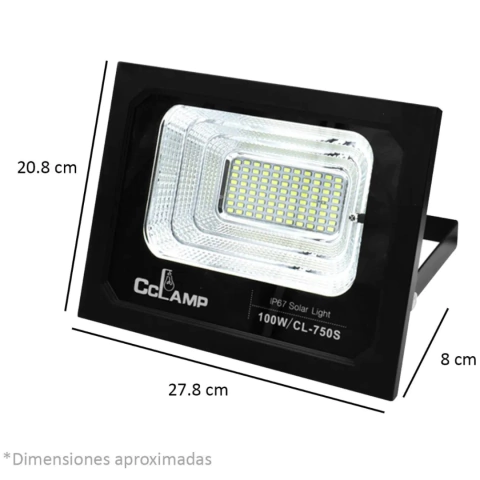 Reflector solar CL-750S con control 100W 88LED en aluminio IP67 - comprar online