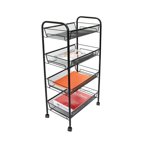 Estante de 4 niveles multiusos para almacenamiento con ruedas YR-905