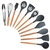 Set de utensilios 12 piezas grises para cocina con mango de madera - comprar online