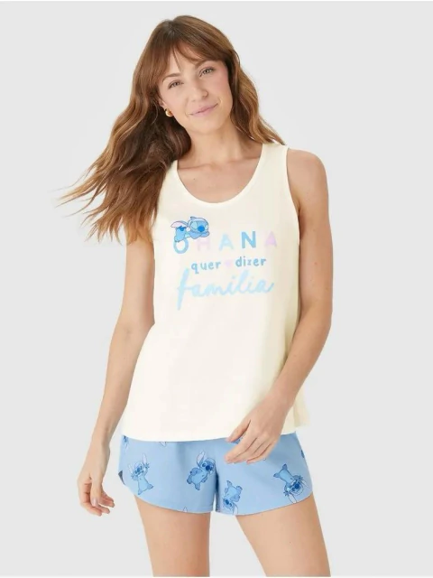 Pijama Curto Feminino Stitch Disney