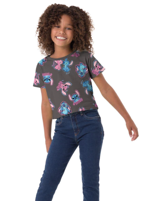 Blusa Stitch e Angel Menina Malwee