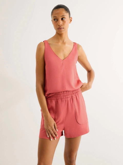 Shorts Feminino Em Viscose Creponada Hering