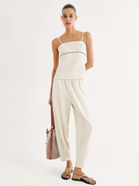 Calça Feminina Slouchy Cintura Alta Com Cinho Hering