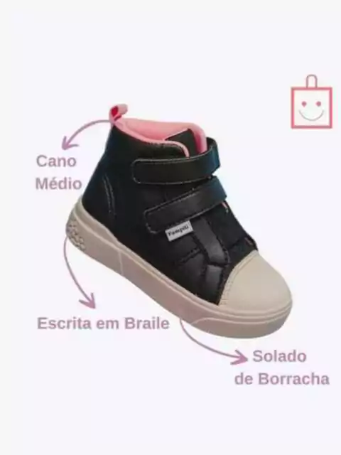 Tênis Preto Cano Médio Infantil Pampili 721018000