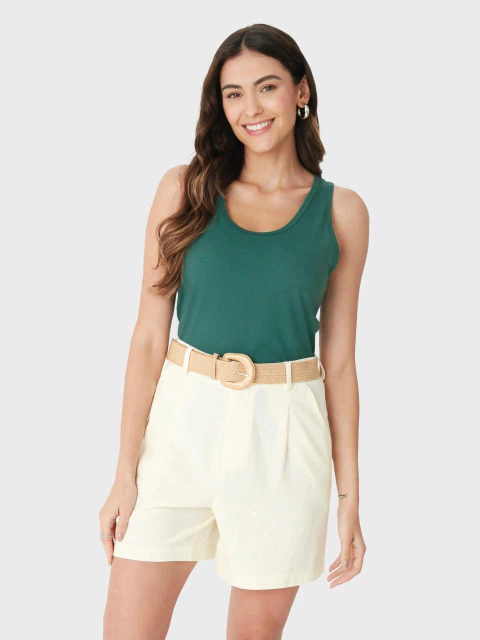 Regata Básica Feminina Em Malha Linho Malwee