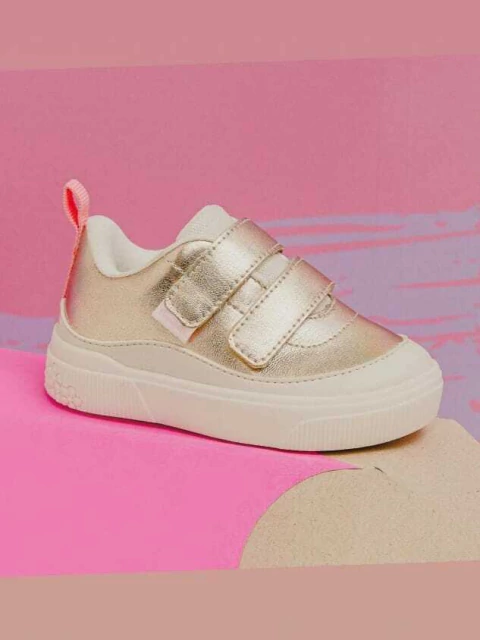 Tênis Pampili Yumi Velcro Duplo Dourado 721019000