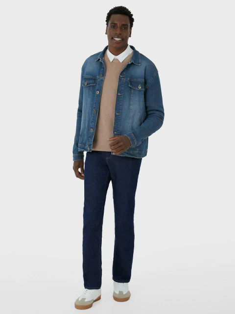 Jaqueta Masculina Bolso Funcional Em Jeans Malwee