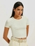 Cropped Básico Feminino Cropped em Ribana Canelada Hering