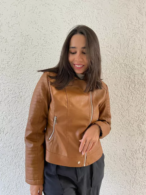 Jaqueta Couro Pu Feminina Facinelli