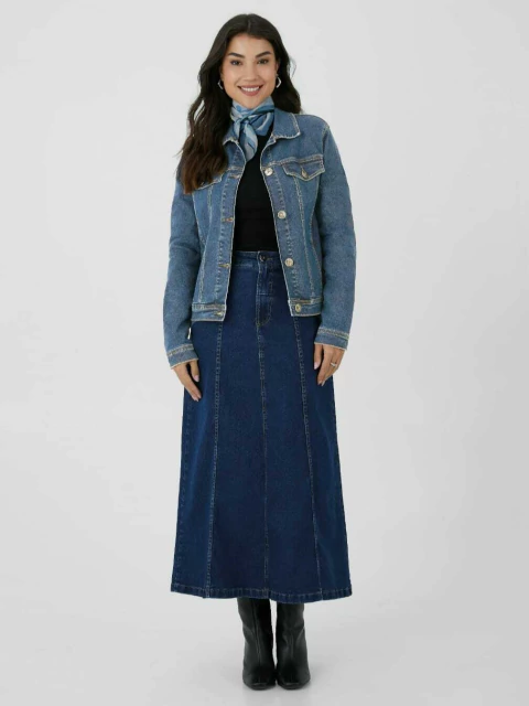 Saia Midi Jeans Evase Malwee