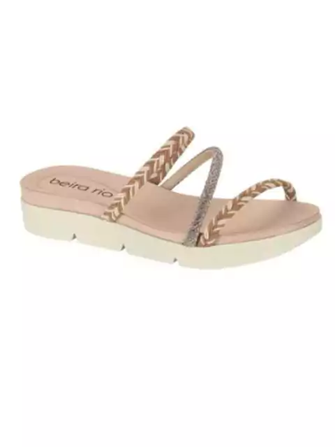 Sandália Salto Baixo Brilho Beira Rio Rosado 8387533