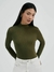 Blusa Básica Feminina Manga Longa Gola Alta em Ribana Canelada Hering