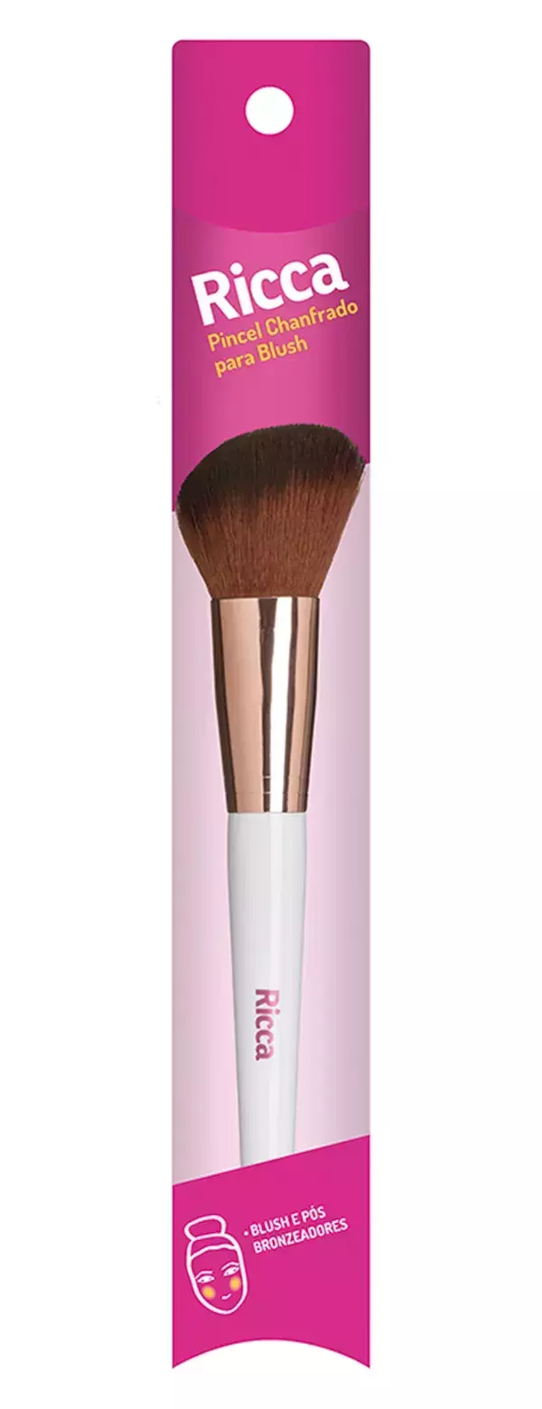 PINCEL RICCA ROSE GOLD BLUSH CHANFRADO